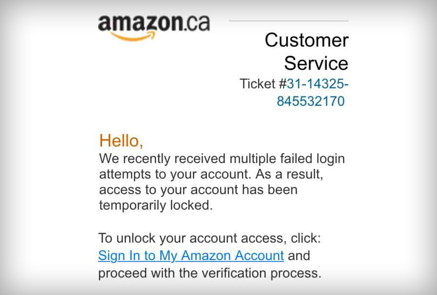 amazon failed login attempt